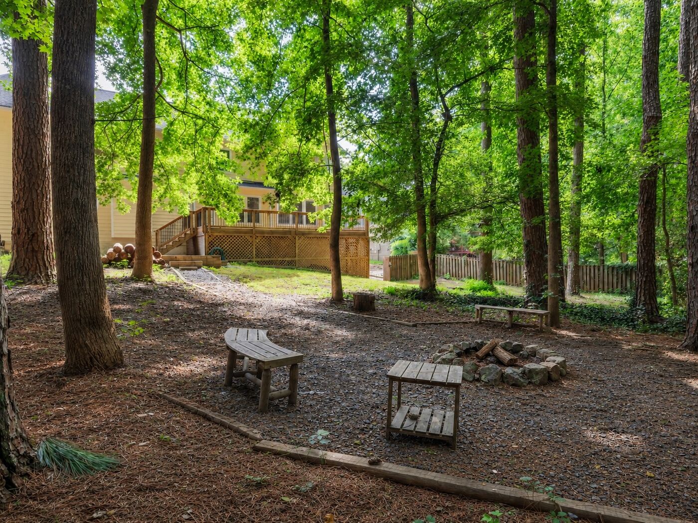 Fire pit under the trees